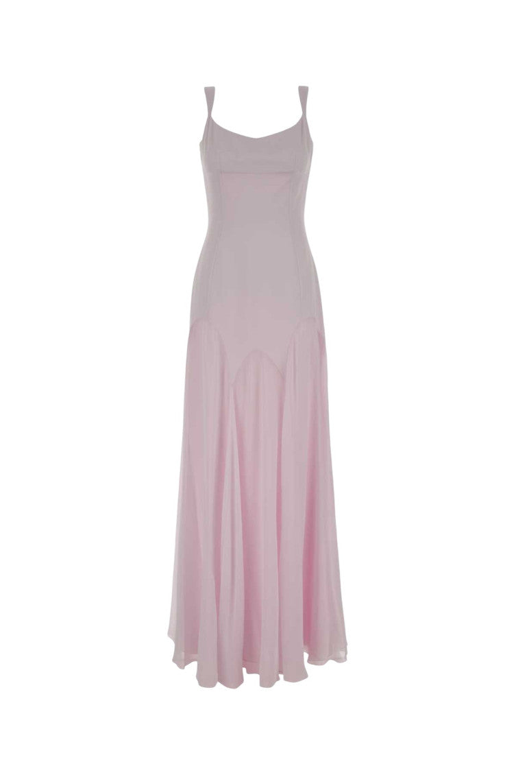 Pink Solid Scoop Neck Maxi Dress 1