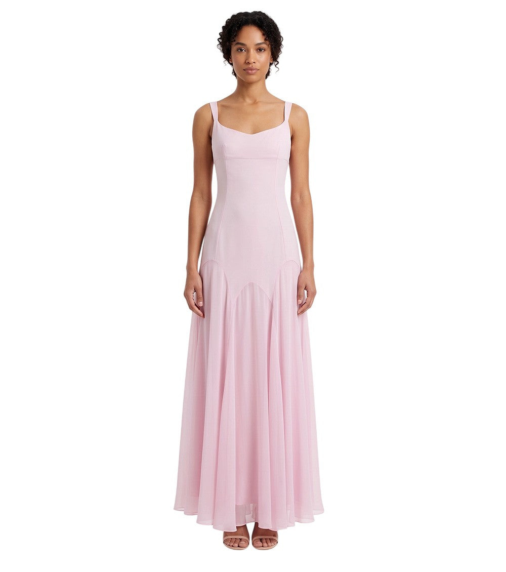 Pink Solid Scoop Neck Maxi Dress 2