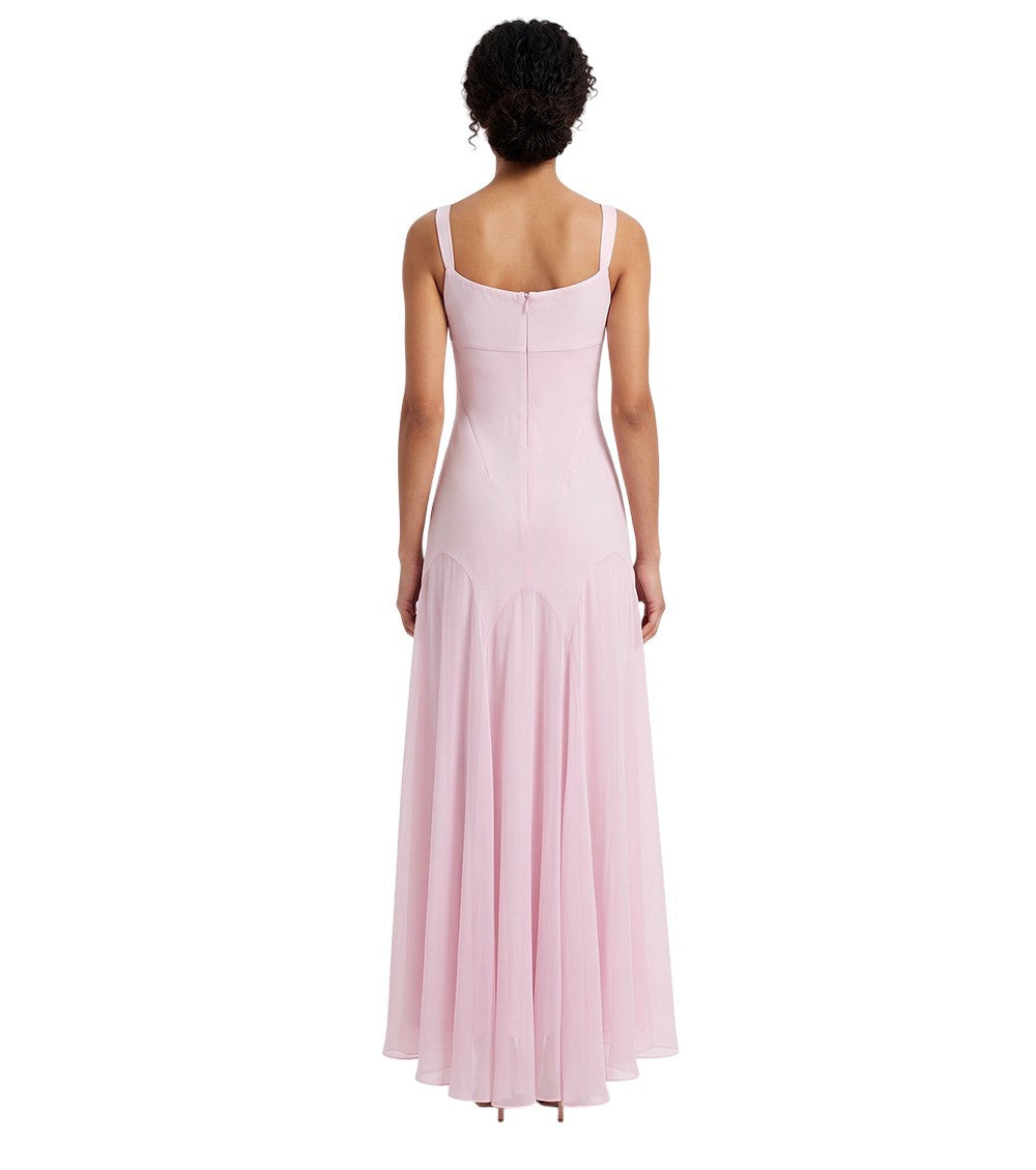 Pink Solid Scoop Neck Maxi Dress 3