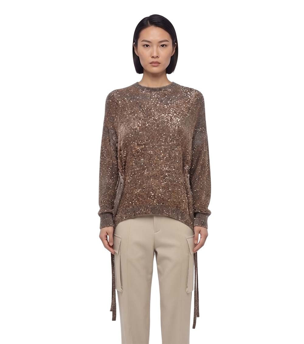 Gold Embellished Crew Neck Sweater 1