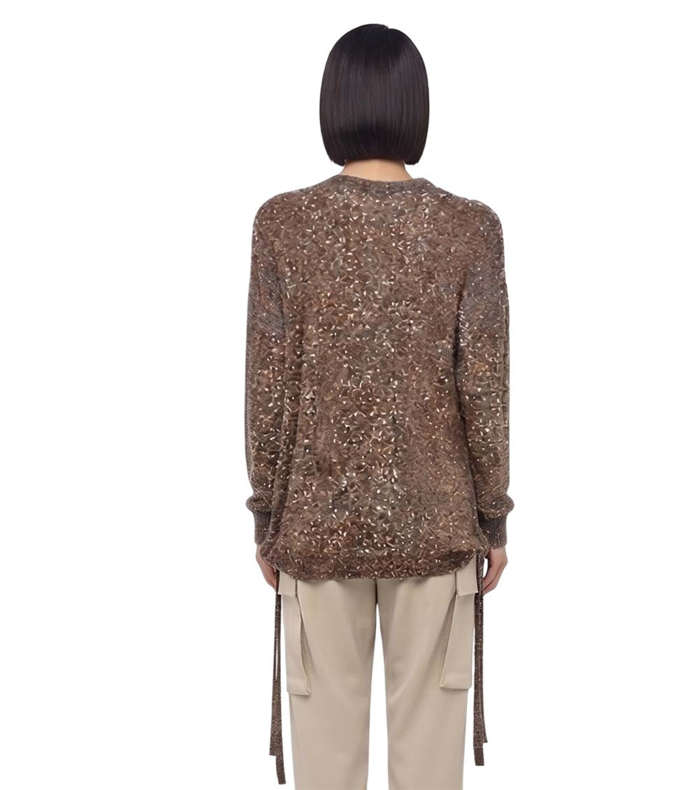 Gold Embellished Crew Neck Sweater 2