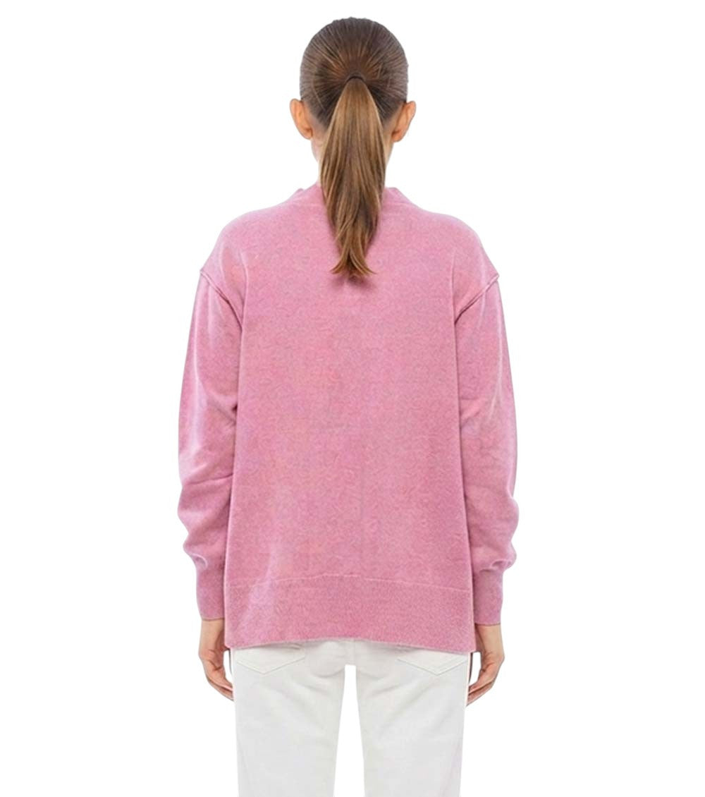 Pink Embroidered V Neck Cardigan 2