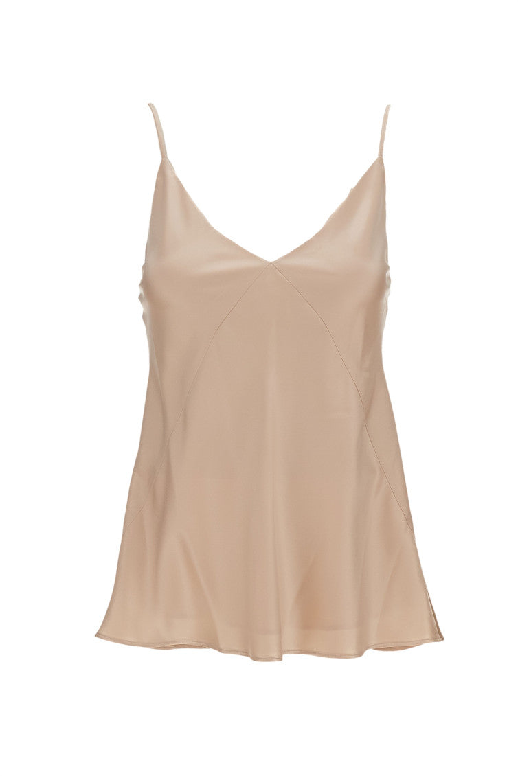 Beige V Neck Top 1