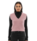 Pink Knitted V Neck Sweater 1