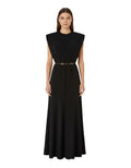 Black Solid Round Neck Maxi Dress 1
