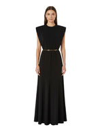 Black Solid Round Neck Maxi Dress 1