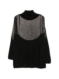 Black Embellished Turtle Neck Sweater 1