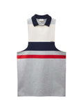 White Color Block Shirt Collar Sweatshirt 1