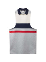 White Color Block Shirt Collar Sweatshirt 1