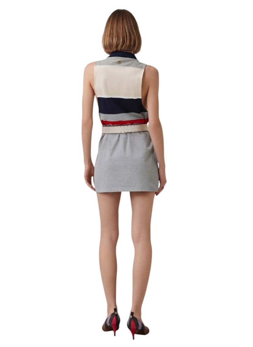 White Color Block Shirt Collar Sweatshirt 3