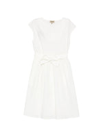 White Solid V Neck Knee Length Dress 1