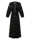 Black Embroidered Band Collar Maxi Dress 1