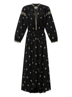 Black Embroidered Band Collar Maxi Dress 1