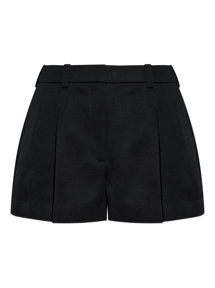 Black Wool pleated shorts 1