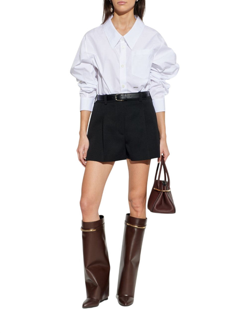 Black Wool pleated shorts 2