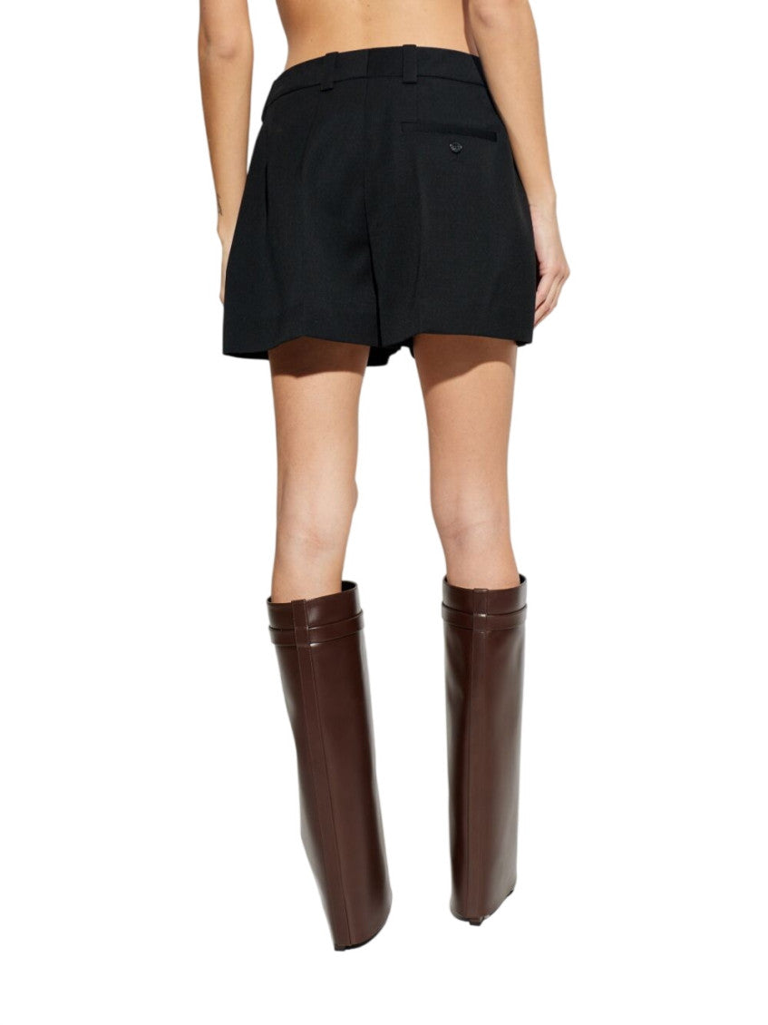 Black Wool pleated shorts 3
