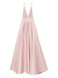 Peach Solid Halter Neck Maxi Dress 1