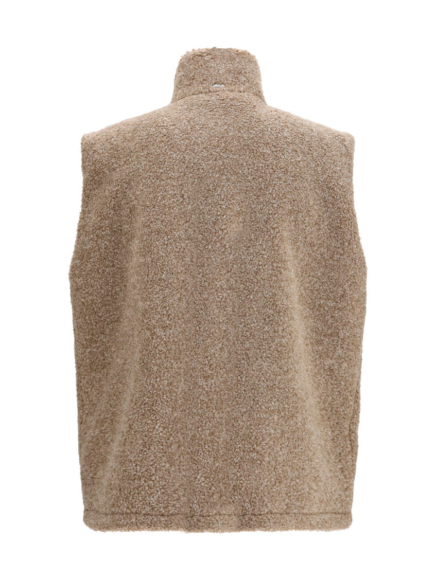 Beige Sleeveless Fleece Jacket 2