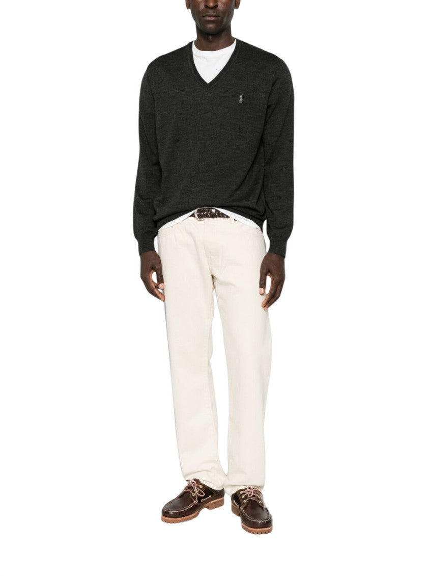 Dark Grey V Neck Sweater 1