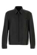 Black Regular Textured Jacket 1