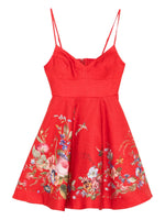 Red Floral V Neck Mini Dress 1