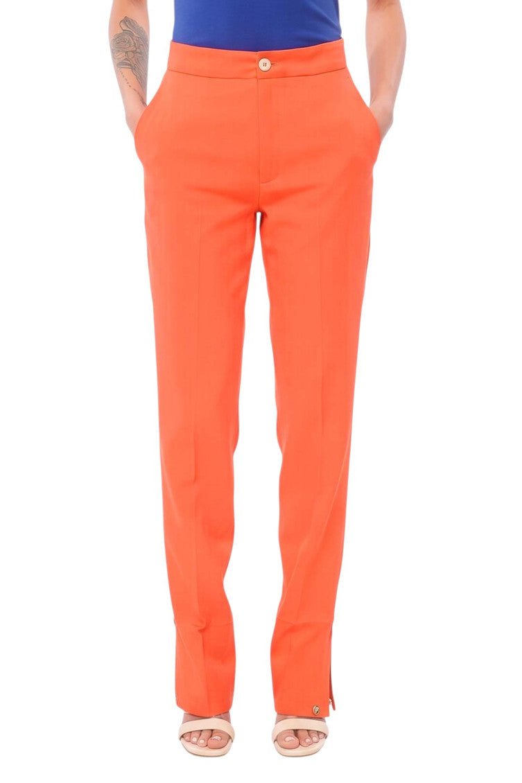 Orange Slim Flat Front Pants 1