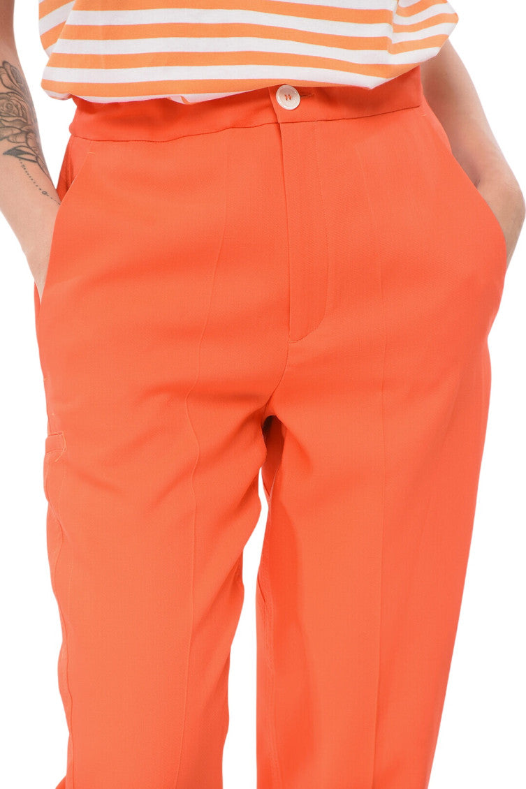 Orange Slim Flat Front Pants 3