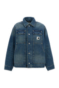 Dark Blue Solid Shirt Collar Jacket 1