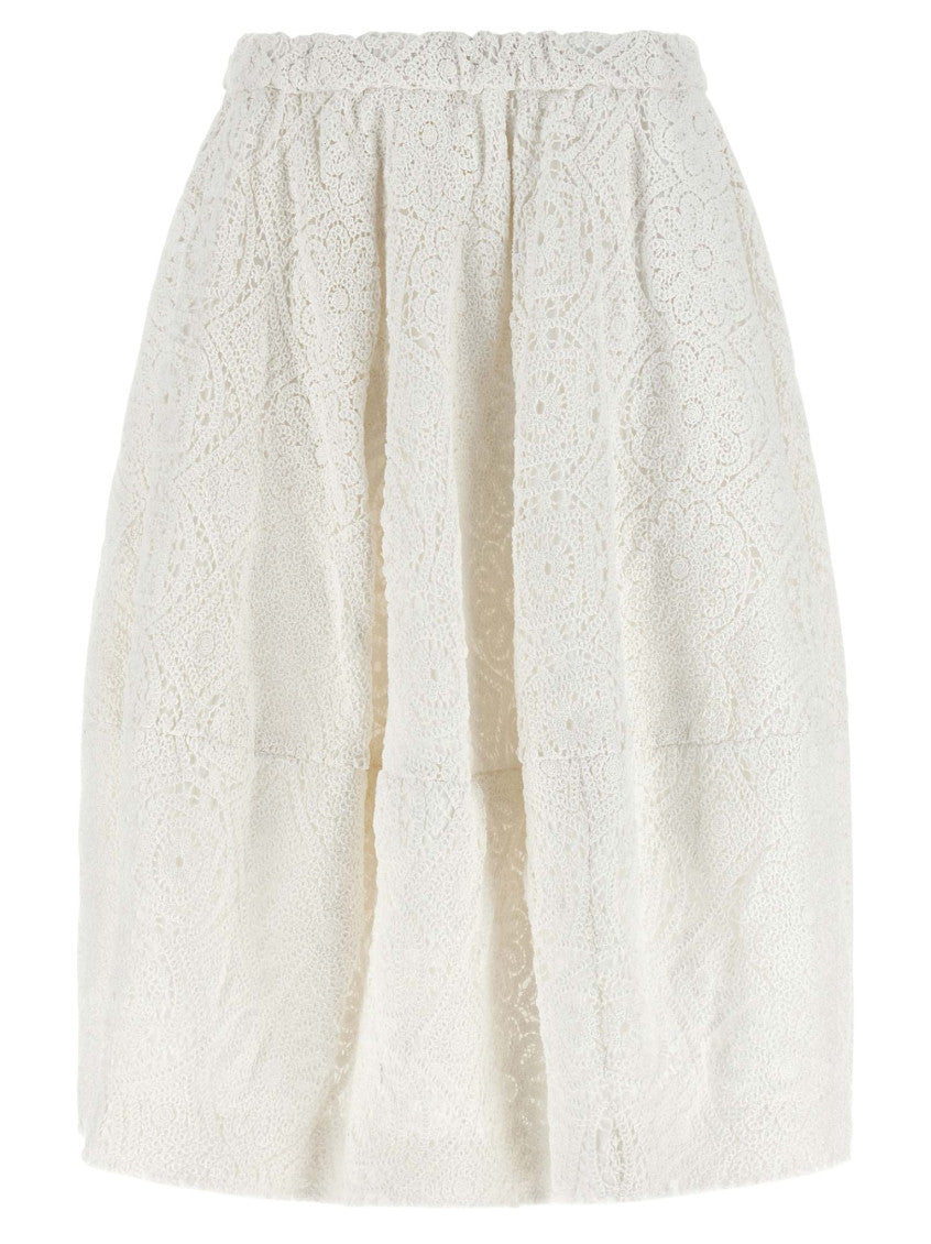 White Crochet Midi Skirt 1