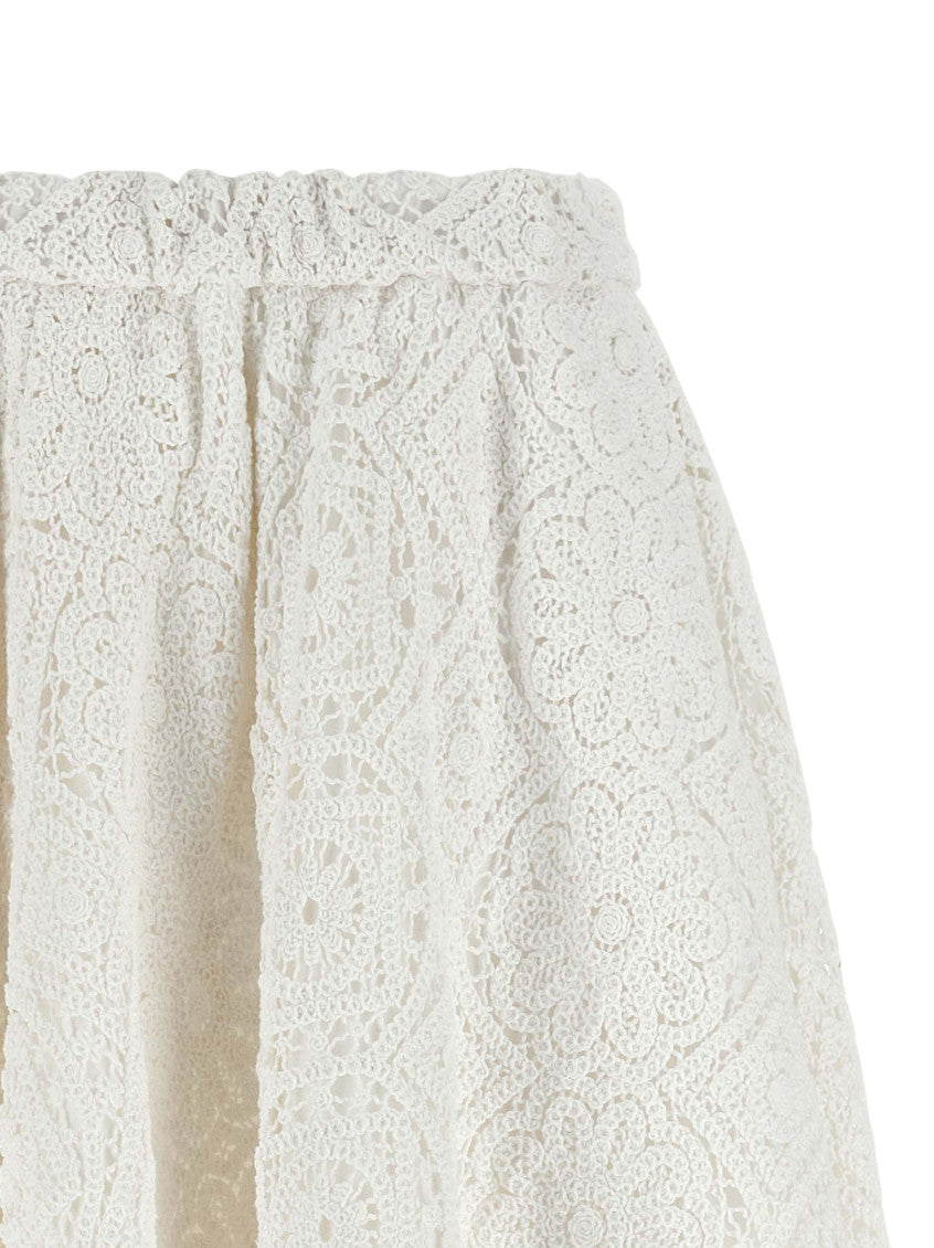 White Crochet Midi Skirt 5