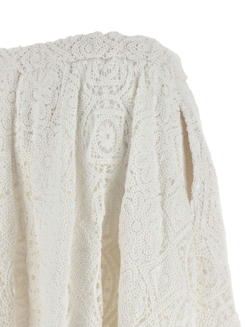 White Crochet Midi Skirt 6