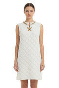 White Crochet Round Neck Mini Dress 1