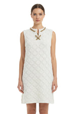White Crochet Round Neck Mini Dress 1