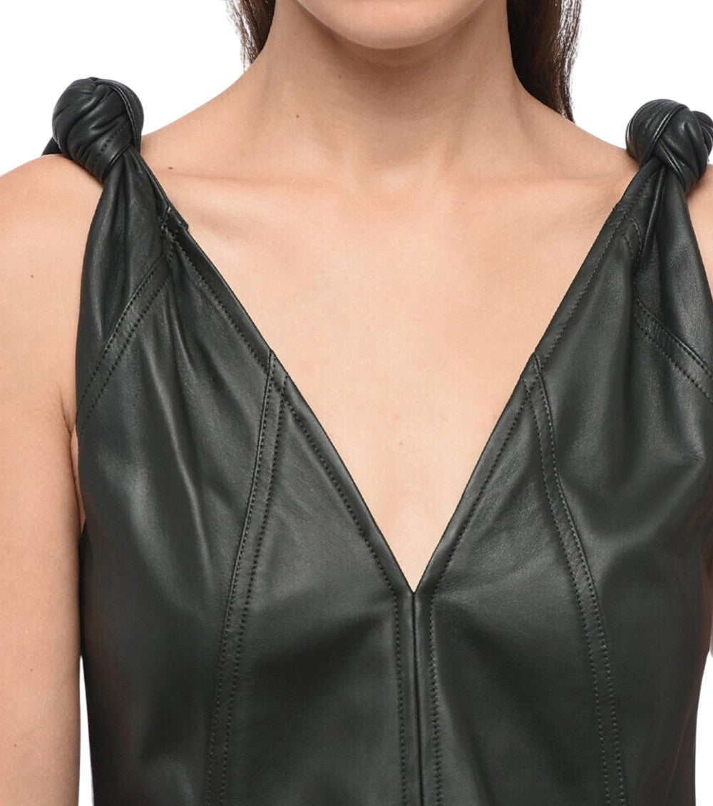 Black Solid V Neck Midi Dress 3