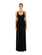 Black Solid Scoop Neck Maxi Dress 1
