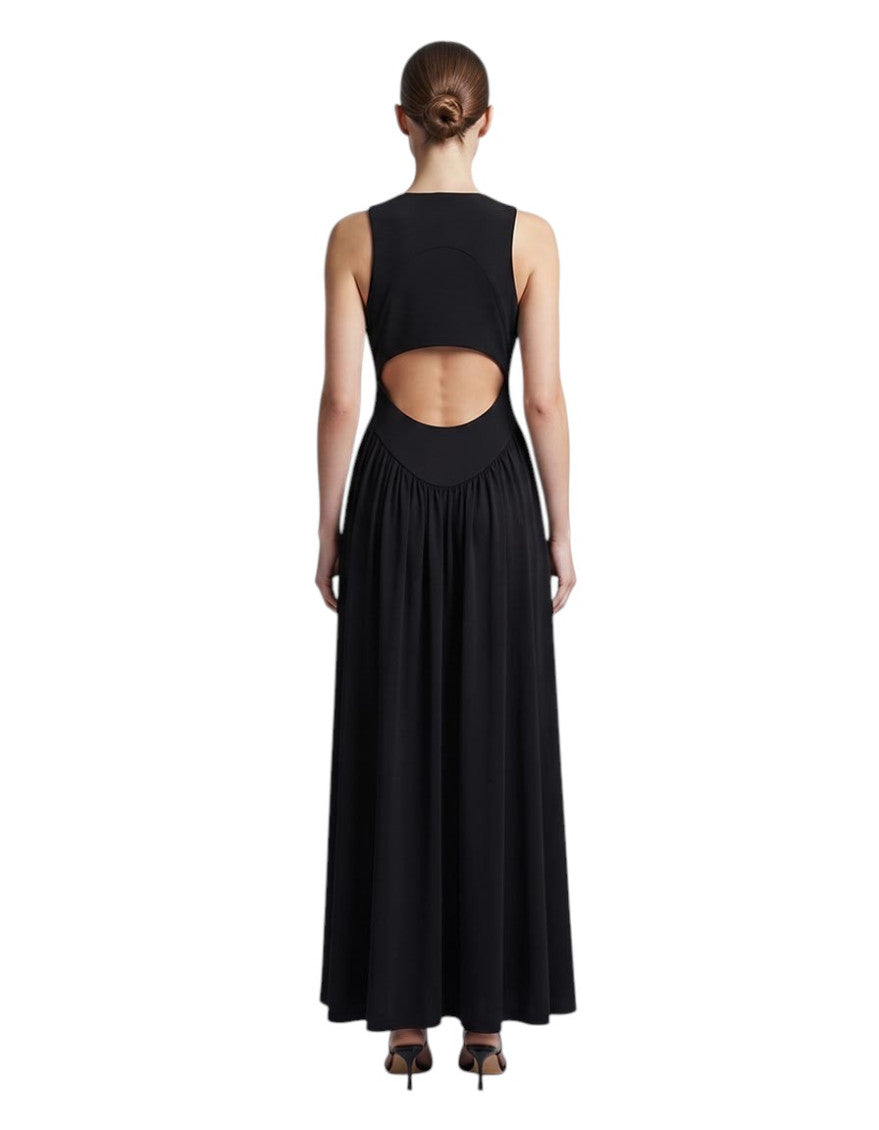 Black Solid Scoop Neck Maxi Dress 2