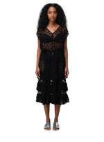 Black Polka Dot V Neck Midi Dress 1