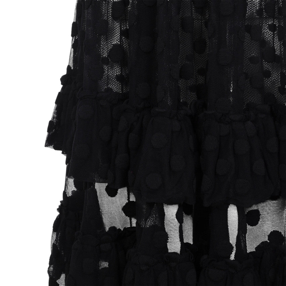 Black Polka Dot V Neck Midi Dress 3