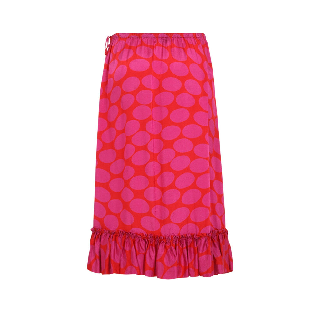 Fuchsia Polka Dot Midi Skirt 2