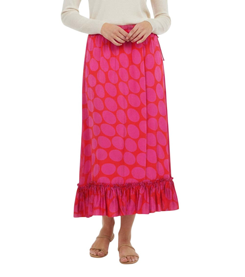 Fuchsia Polka Dot Midi Skirt 3