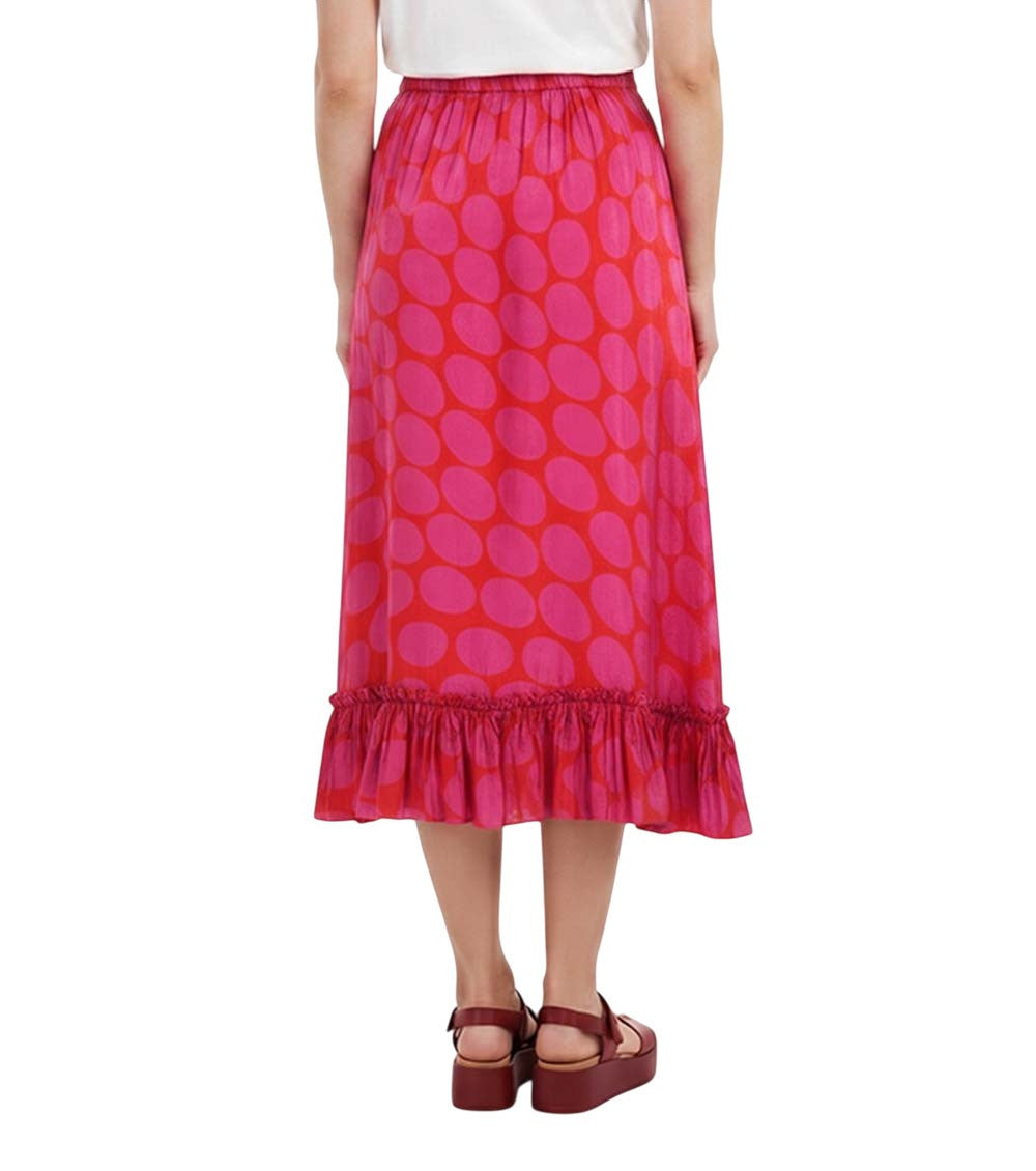 Fuchsia Polka Dot Midi Skirt 4