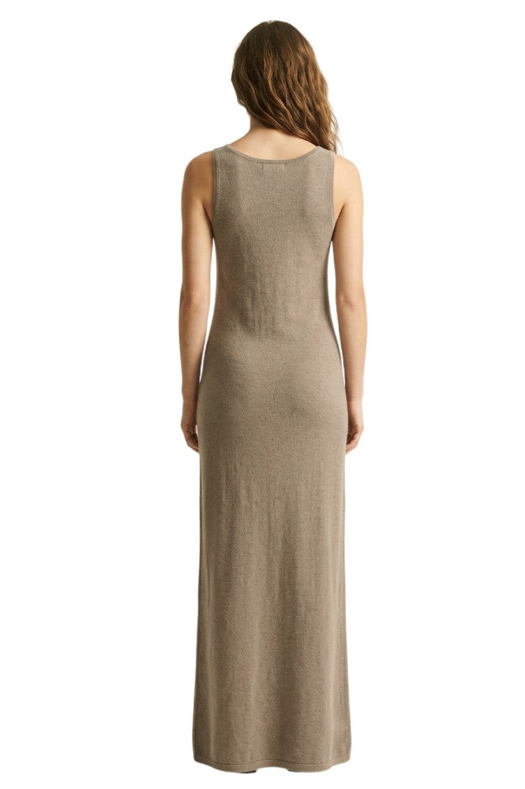 Beige Scoop Neck Maxi Dress 2