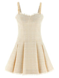 Off White Textured Sweet Heart Neck Mini Dress 1