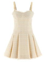 Off White Textured Sweet Heart Neck Mini Dress 1