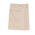 Beige Solid Knee Length Skirt 1