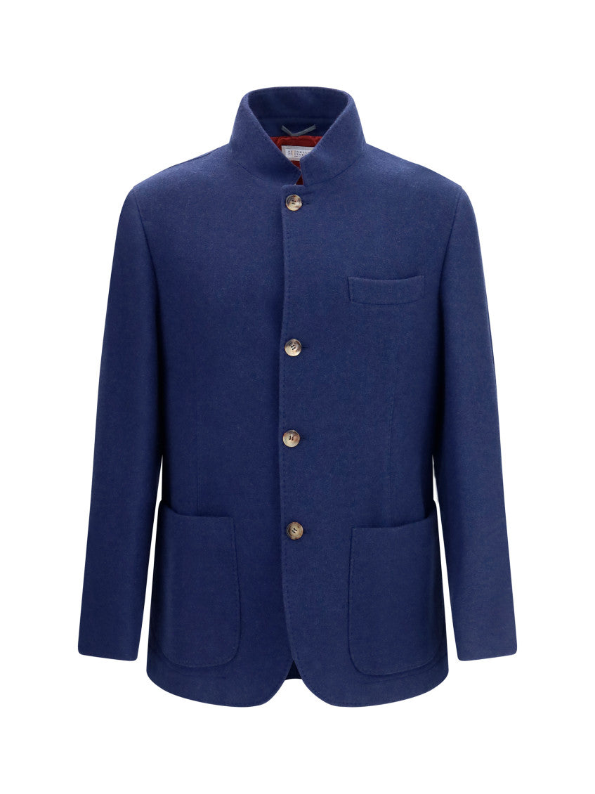 Blue Mandarin Collar Blazer 1