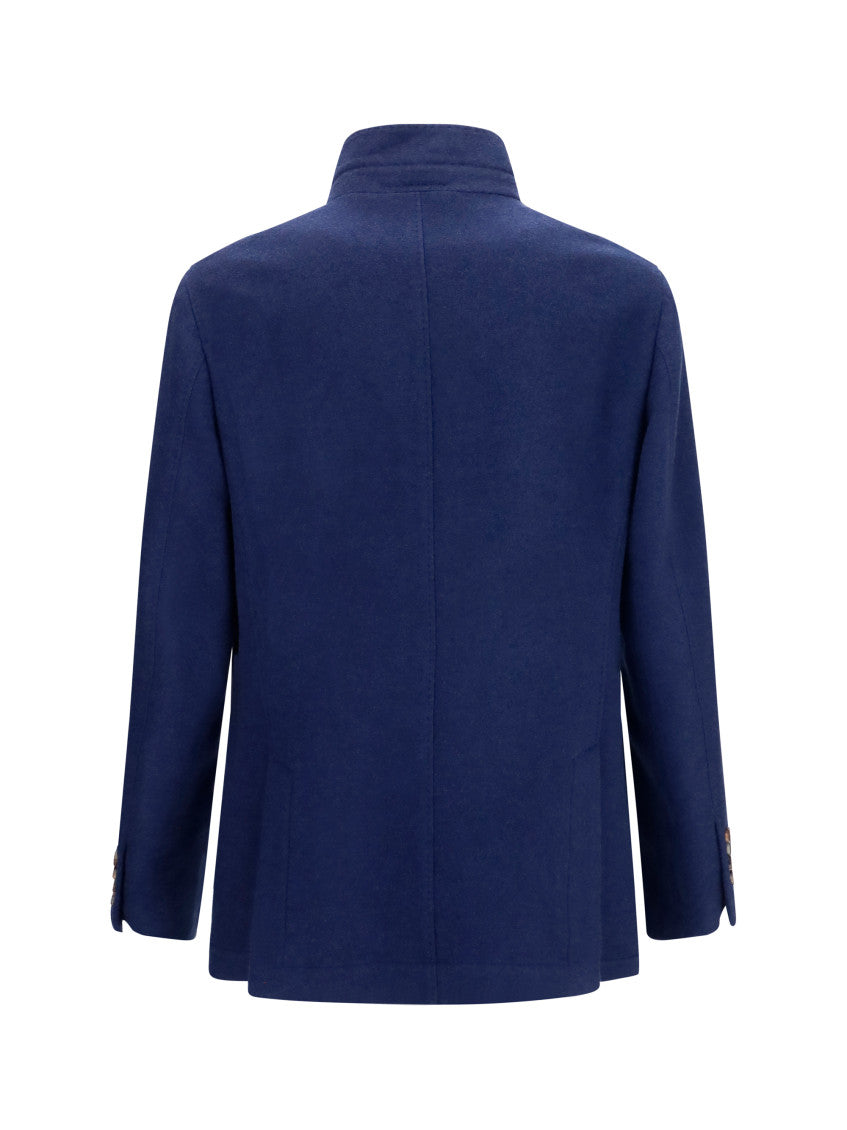 Blue Mandarin Collar Blazer 2