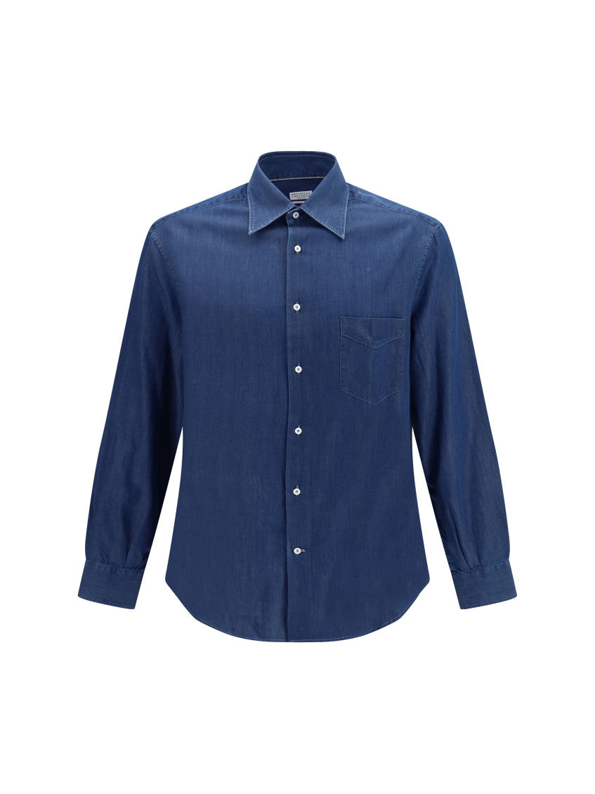 Blue Solid Denim Shirt 1