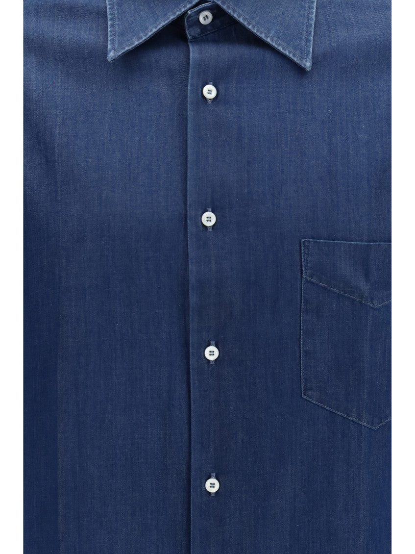Blue Solid Denim Shirt 3