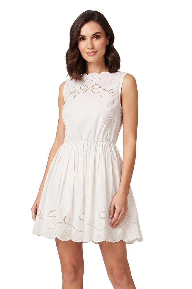 White Embroidered Strapless Mini Dress 3